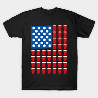 US Flag Ping Pong Beer T-Shirt